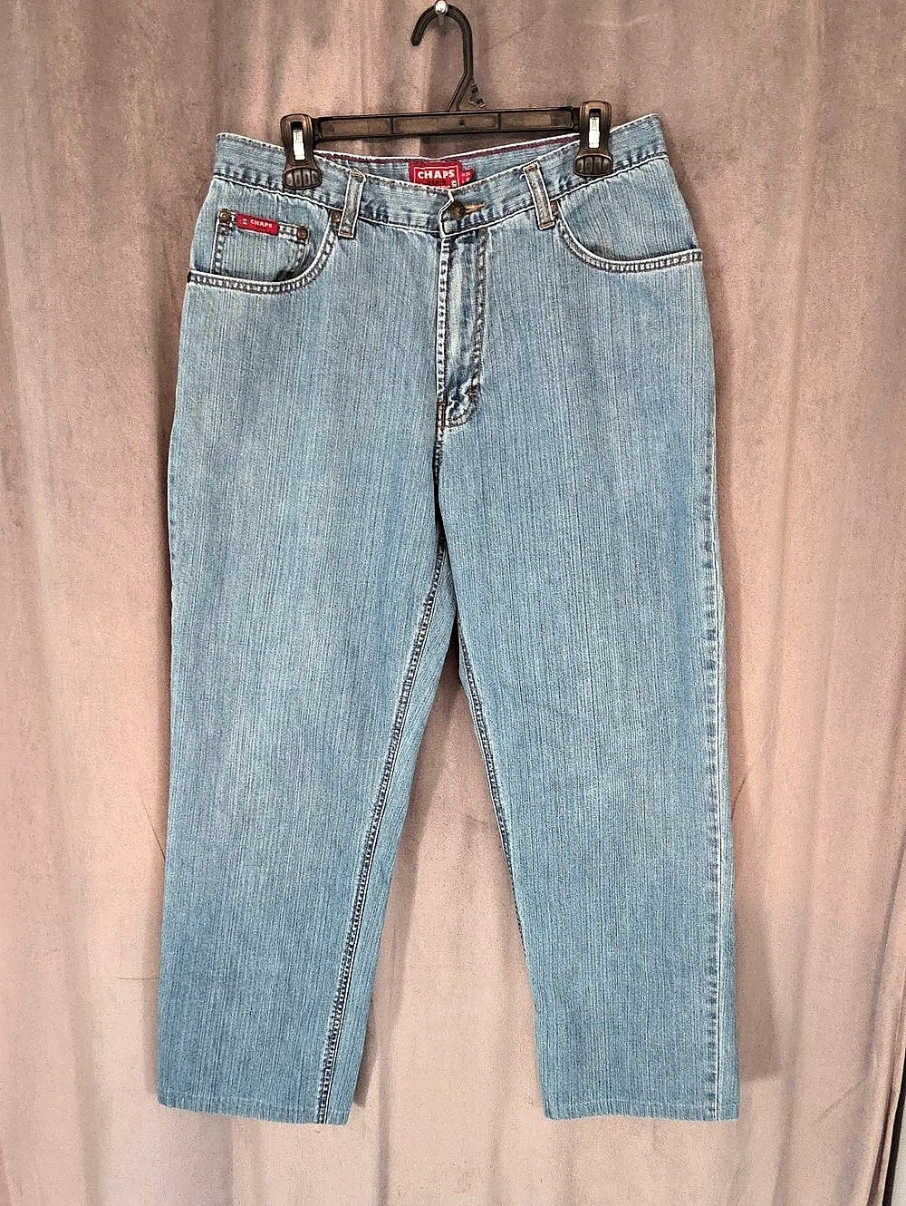 CHAPS Denim Straight Fit Jeans Men's Waist 34 (Fits Small Waist 15")